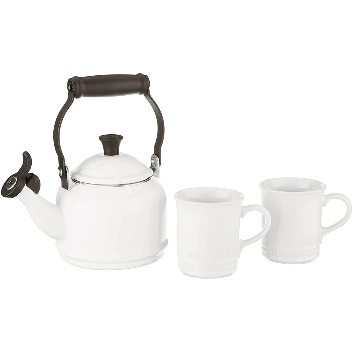 Le Creuset 1.25 Qt. Kettle & (2) 14 Oz. Mugs Demi Kettle & 2 Mug Set - White 1 Le Creuset 1.25 Qt. Kettle & (2) 14 Oz. Mugs Demi Kettle & 2 Mug Set - White