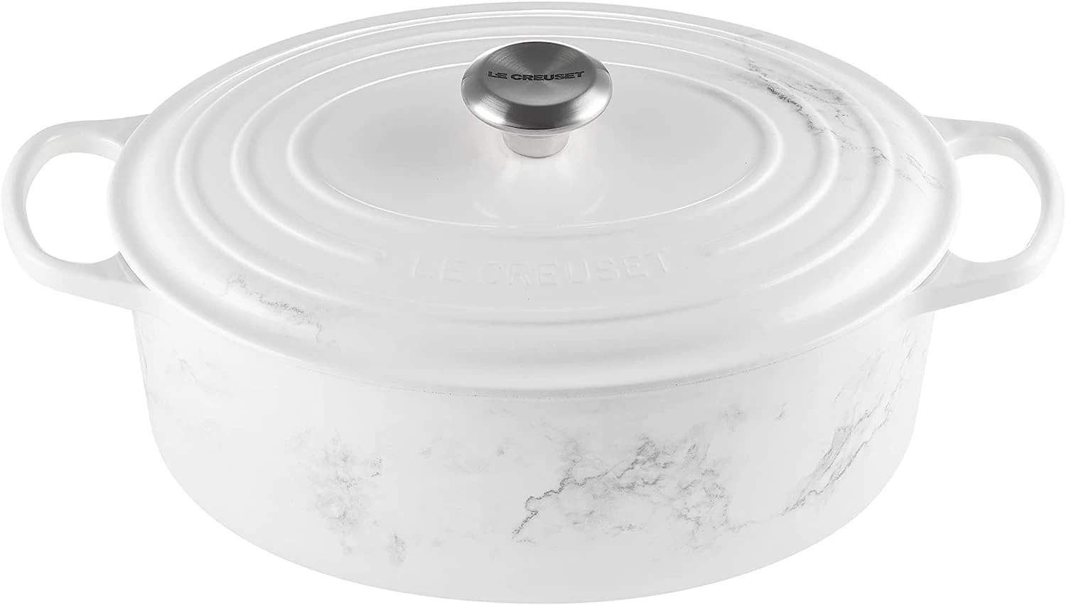 Le Creuset6 3/4 Qt. Signature Oval Dutch Oven W/Stainless Steel Knob - Marble- Personalized Engraving Available 1 Le Creuset6 3/4 Qt. Signature Oval Dutch Oven W/Stainless Steel Knob - Marble- Personalized Engraving Available