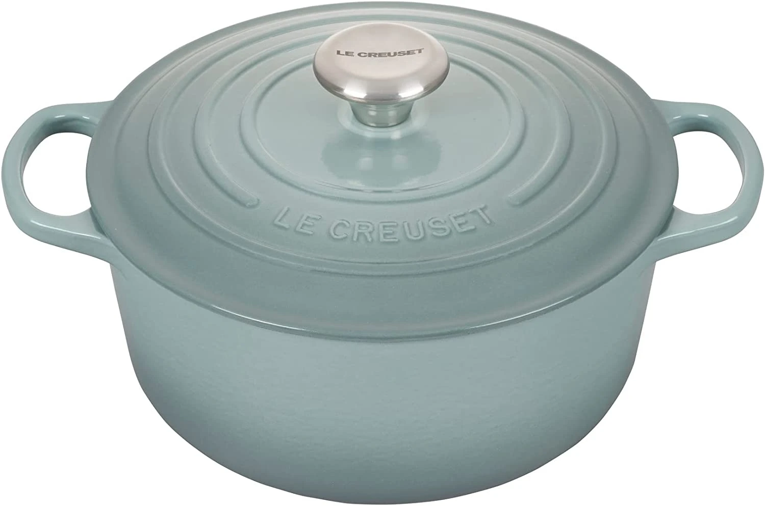 Le Creuset 5 1/2 Qt. Signature Round Dutch Oven W/Stainless Steel Knob - Sea Salt- Personalized Engraving Available 1 Le Creuset 5 1/2 Qt. Signature Round Dutch Oven W/Stainless Steel Knob - Sea Salt- Personalized Engraving Available