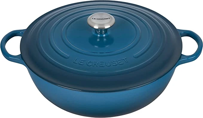 Le Creuset 7 1/2 Qt. Signature Enameled Cast Iron Chef's Oven W/Stainless Steel Knob - Deep Teal- Personalized Engraving Available 1 Le Creuset 7 1/2 Qt. Signature Enameled Cast Iron Chef's Oven W/Stainless Steel Knob - Deep Teal- Personalized Engraving Available