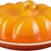 Le Creuset 6" X 4 1/4" Figural Pumpkin Butter Dish - Persimmon