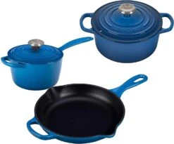 Le Creuset5-Piece Bundle Set - Signature Enameled Cast Iron 2 Qt. Dutch Oven, 1 3/4 Qt. Saucepan, And 9" Skillet - Marseille