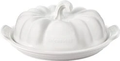Le Creuset 6" X 4 1/4" Figural Pumpkin Butter Dish - White