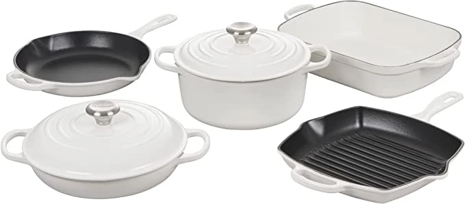 Le Creuset 7-Piece Signature Enameled Cast Iron Cookware Set - White 1 Le Creuset 7-Piece Signature Enameled Cast Iron Cookware Set - White