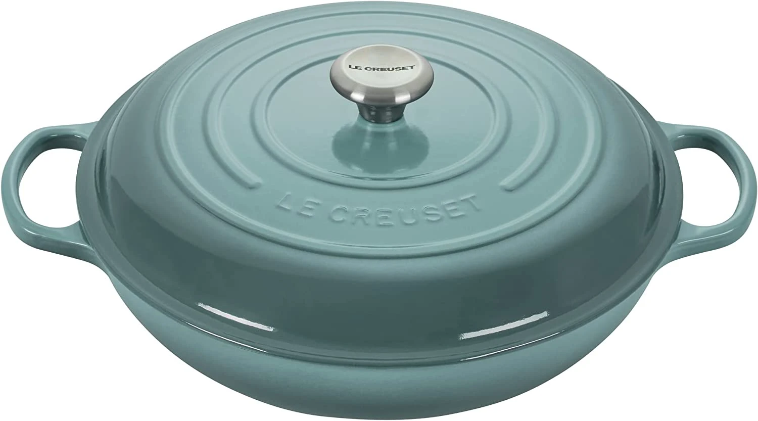Le Creuset 5 Qt. Signature Braiser W/Stainless Steel Knob - Sea Salt- Personalized Engraving Available 1 Le Creuset 5 Qt. Signature Braiser W/Stainless Steel Knob - Sea Salt- Personalized Engraving Available