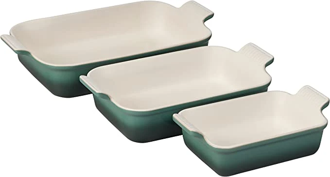 Le Creuset Set Of 3 Heritage Rectangular Dishes - Artichaut 1 Le Creuset Set Of 3 Heritage Rectangular Dishes - Artichaut