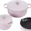Le Creuset 5-Piece Signature Set W/Stainless Steel Knob - Shallot (5.5 Qt. RDO, 1.75 Qt. Saucepan, 9" Skillet)