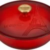 Le Creuset 2 1/2 Qt. Signature Cocotte Eiffel Tower Embossed Lid & Gold Knob - Cerise