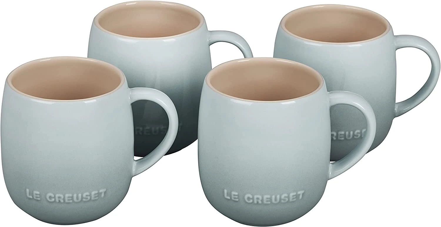 Le Creuset Set Of 4 - 13 Oz. Hertitage Mugs - Sea Salt 1 Le Creuset Set Of 4 - 13 Oz. Hertitage Mugs - Sea Salt