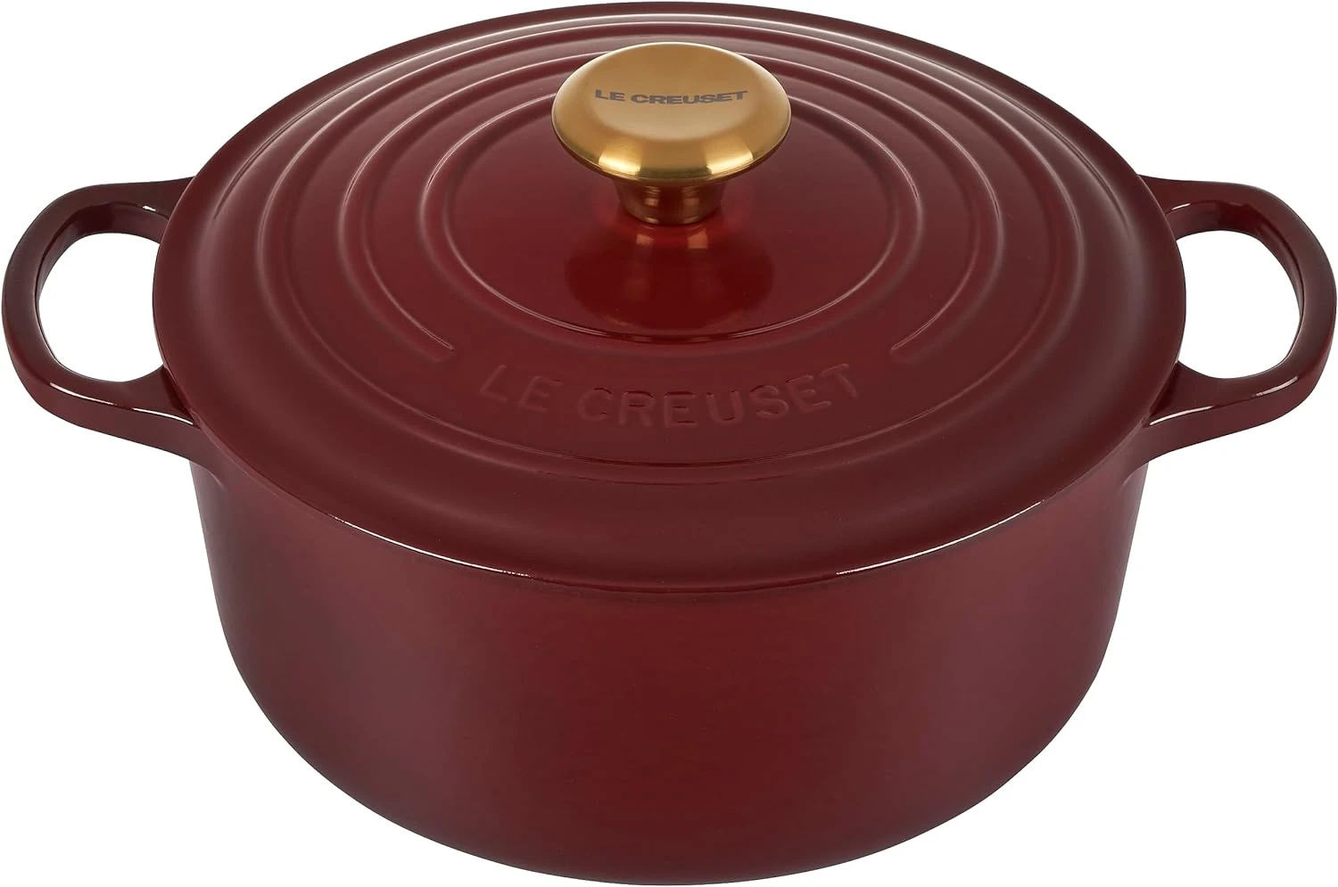 Le Creuset 4 1/2 Qt. Signature Round Dutch Oven W/Gold Knob - Rhone 1 Le Creuset 4 1/2 Qt. Signature Round Dutch Oven W/Gold Knob - Rhone