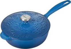 Le Creuset 2 1/4 Qt. Enameled Cast Iron Saucier W/Olive Branch Embossed Lid - Marseille