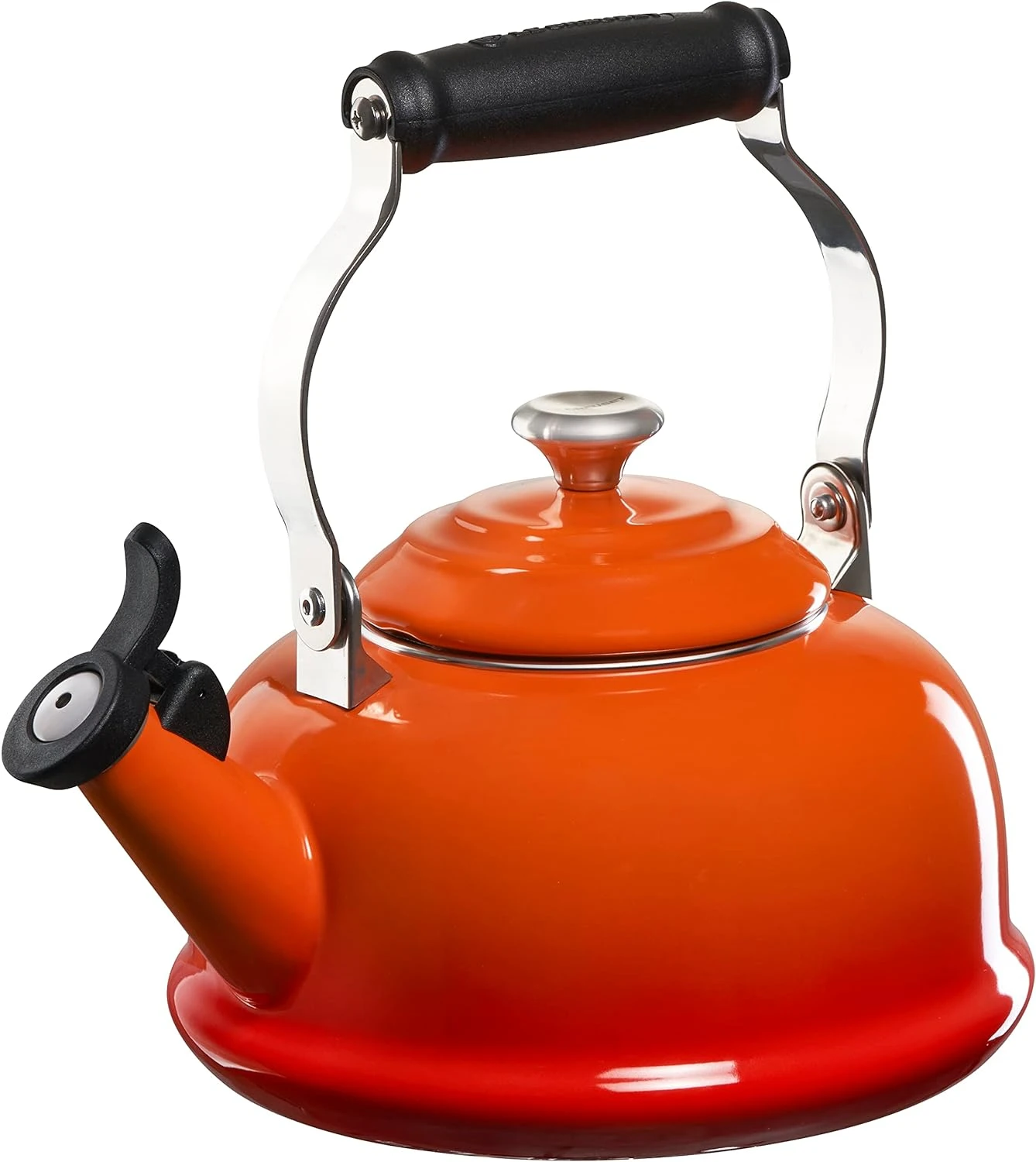 Le Creuset 1.7 Qt. Whistling Kettle W/Stainless Steel Knob - Flame 1 Le Creuset 1.7 Qt. Whistling Kettle W/Stainless Steel Knob - Flame