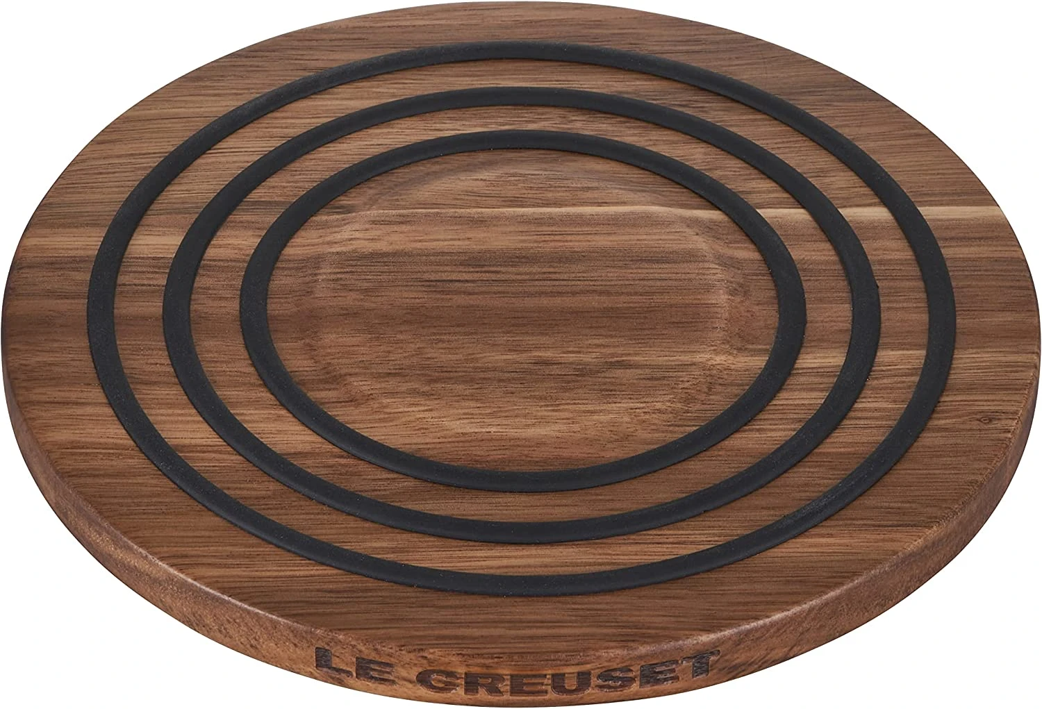 Le Creuset Magnetic Acacia Wood Trivet W/Silcone Rings - Black Onyx 1 Le Creuset Magnetic Acacia Wood Trivet W/Silcone Rings - Black Onyx