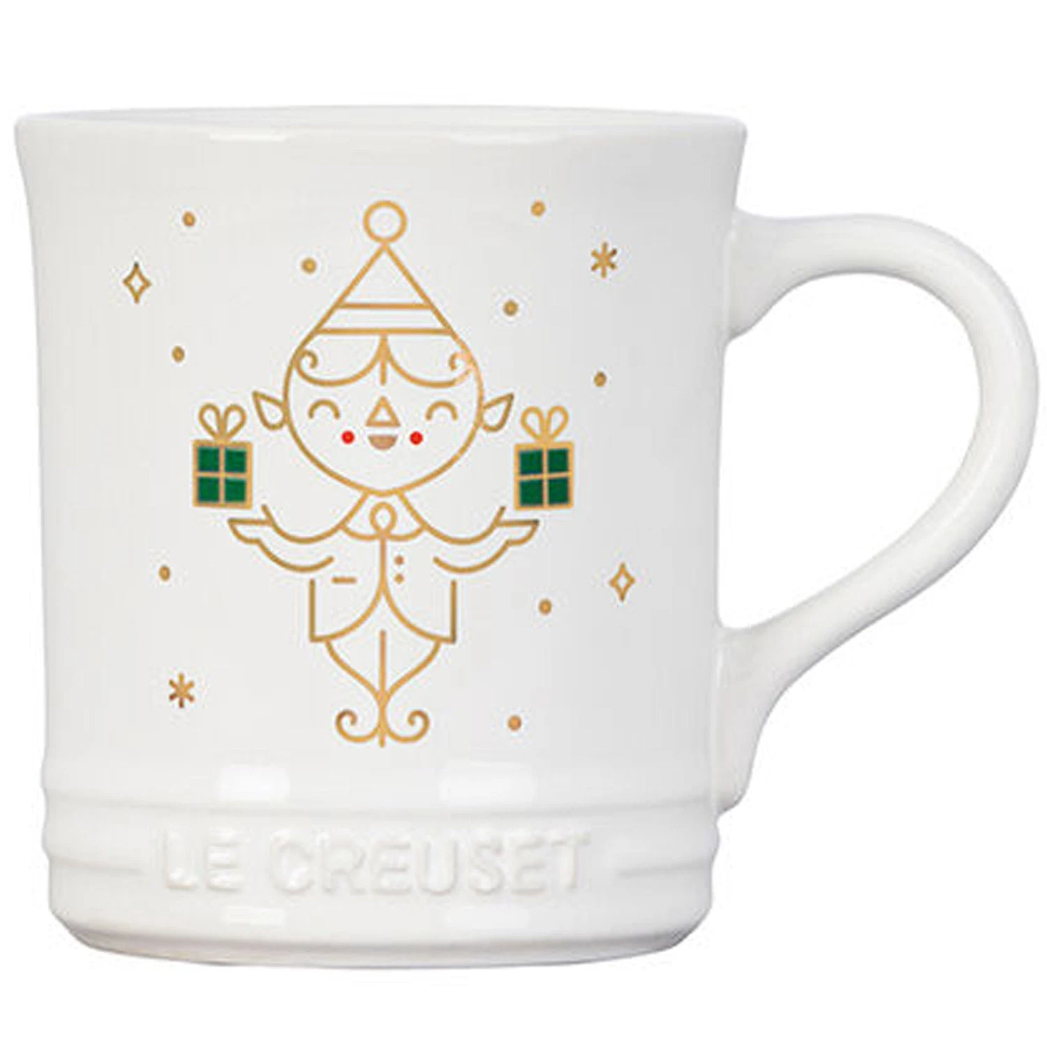 Le Creuset 14 Oz. Noel Collection: Elf Mug - White W/ Applique 1 Le Creuset 14 Oz. Noel Collection: Elf Mug - White W/ Applique