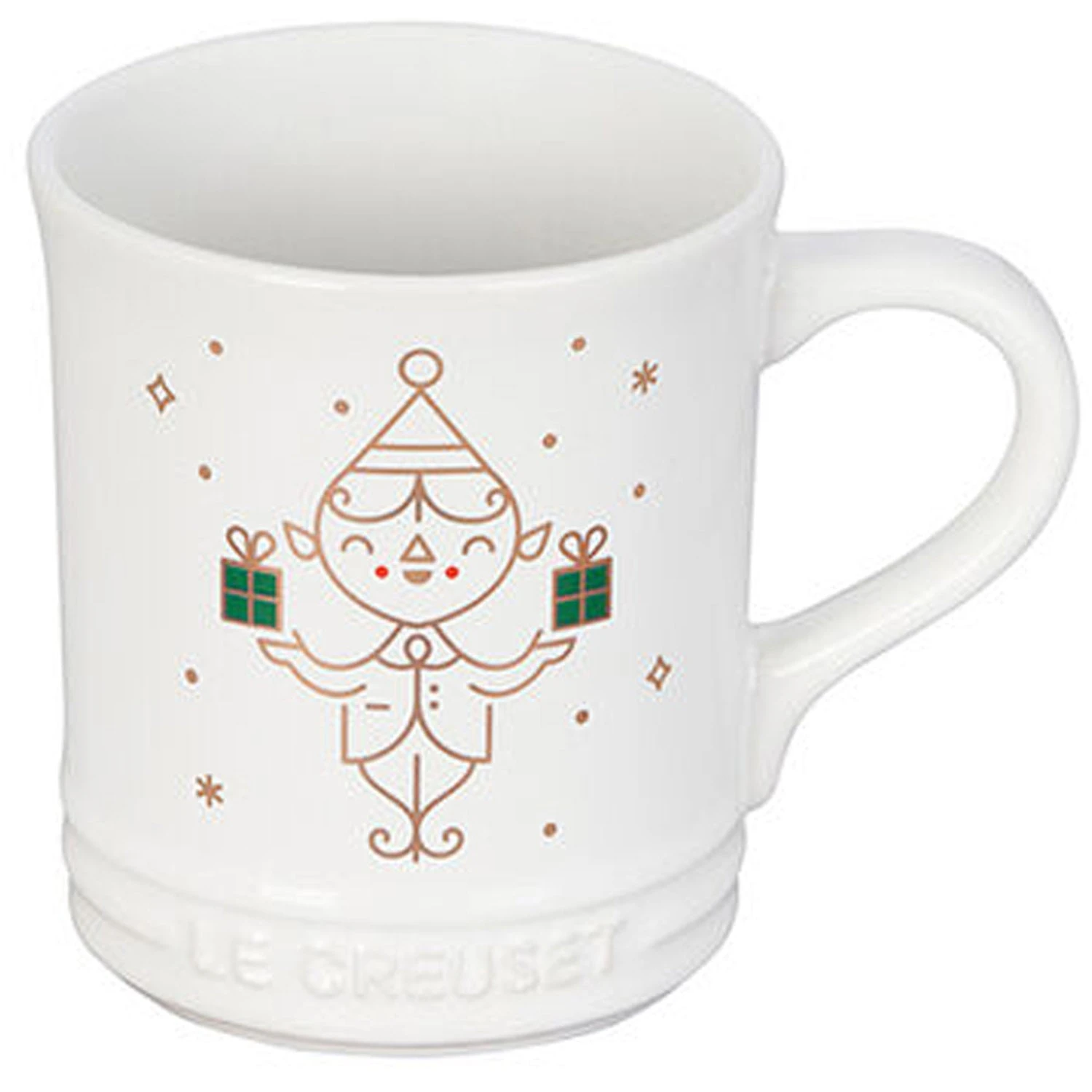 Le Creuset 14 Oz. Noel Collection: Elf Mug - White W/ Applique 2 Le Creuset 14 Oz. Noel Collection: Elf Mug - White W/ Applique - Image 2