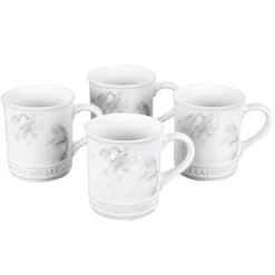 LE CREUSET 14 OZ. EACH SET OF 4 MUGS - MARBLE APPLIQUE