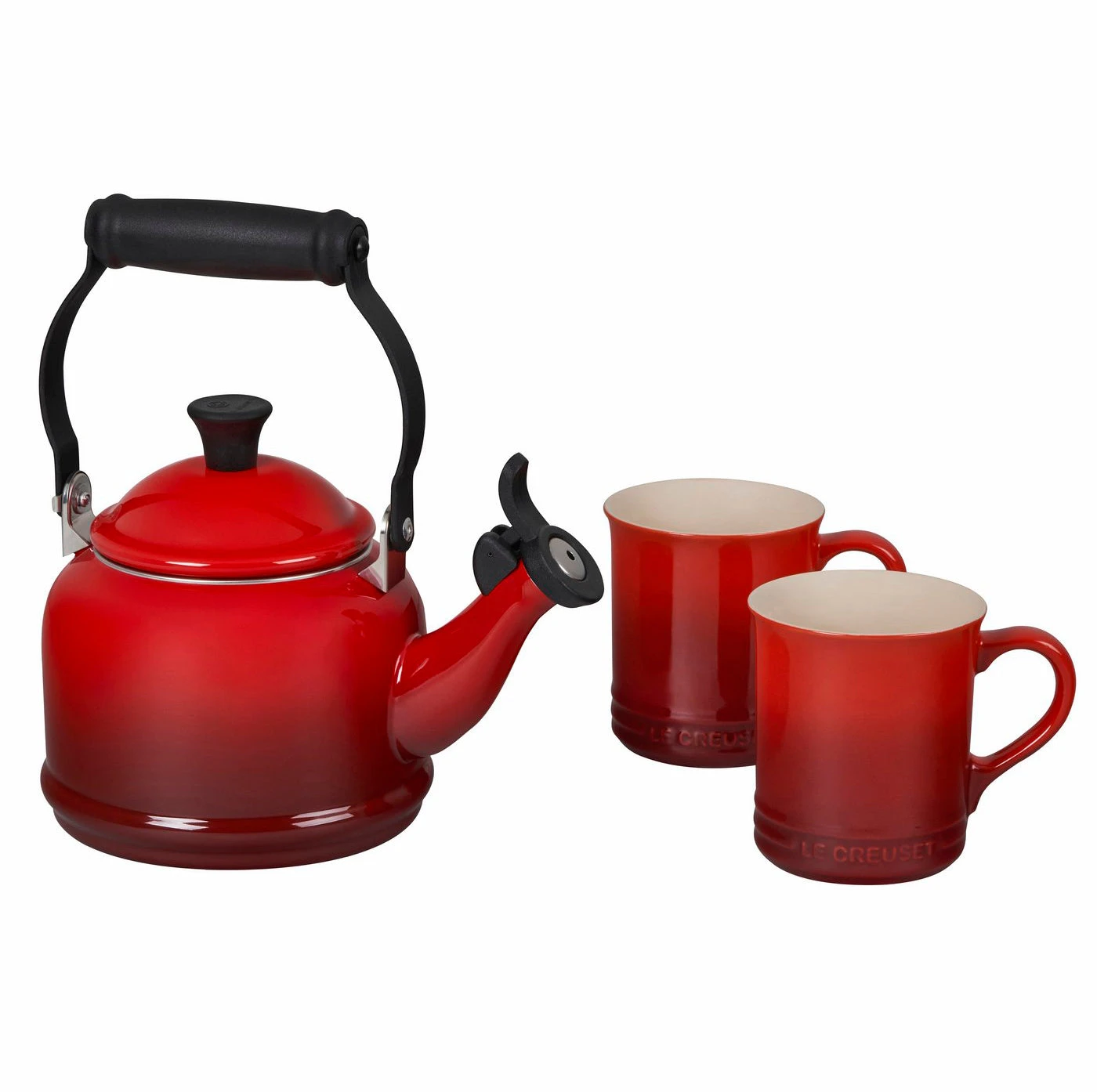 Le Creuset 1 1/4 Qt. Demi Kettle & (2) 14 Oz. Mug Set - Cerise 1 Le Creuset 1 1/4 Qt. Demi Kettle & (2) 14 Oz. Mug Set - Cerise
