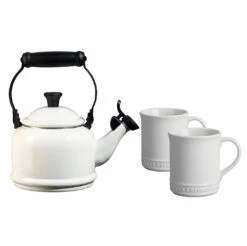 Le Creuset 1 1/4 Qt. Demi Kettle & (2) 14 Oz. Mug Set - White