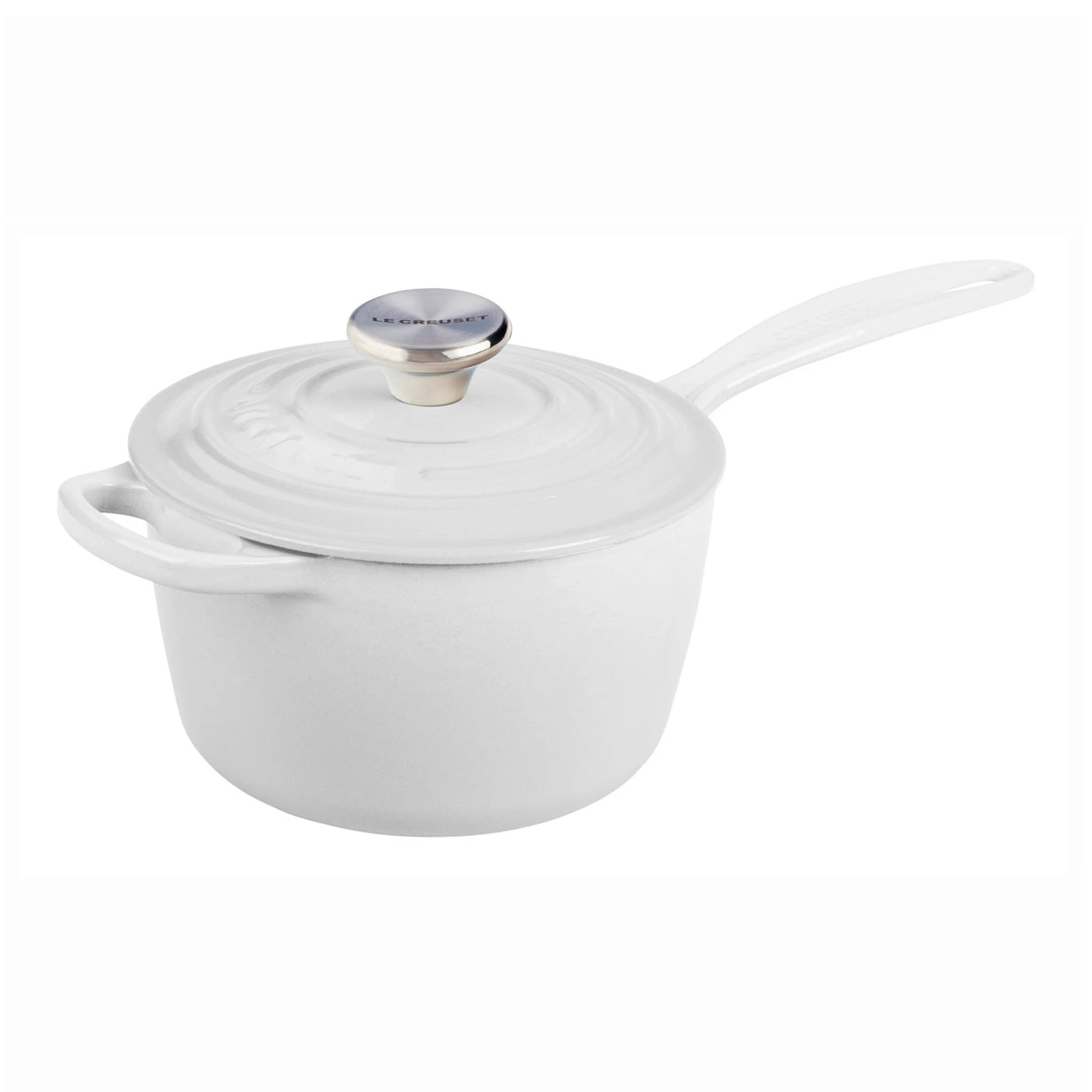 Le Creuset 1 3/4 Qt. Signature Saucepan W/Stainless Steel Knob - White 1 Le Creuset 1 3/4 Qt. Signature Saucepan W/Stainless Steel Knob - White