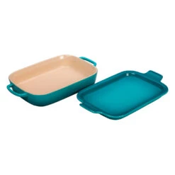 Le Creuset 2 3/4 Qt. (14 3/4" X 9" X 2 1/2") Rectangular Dish W/Platter Lid - Caribbean