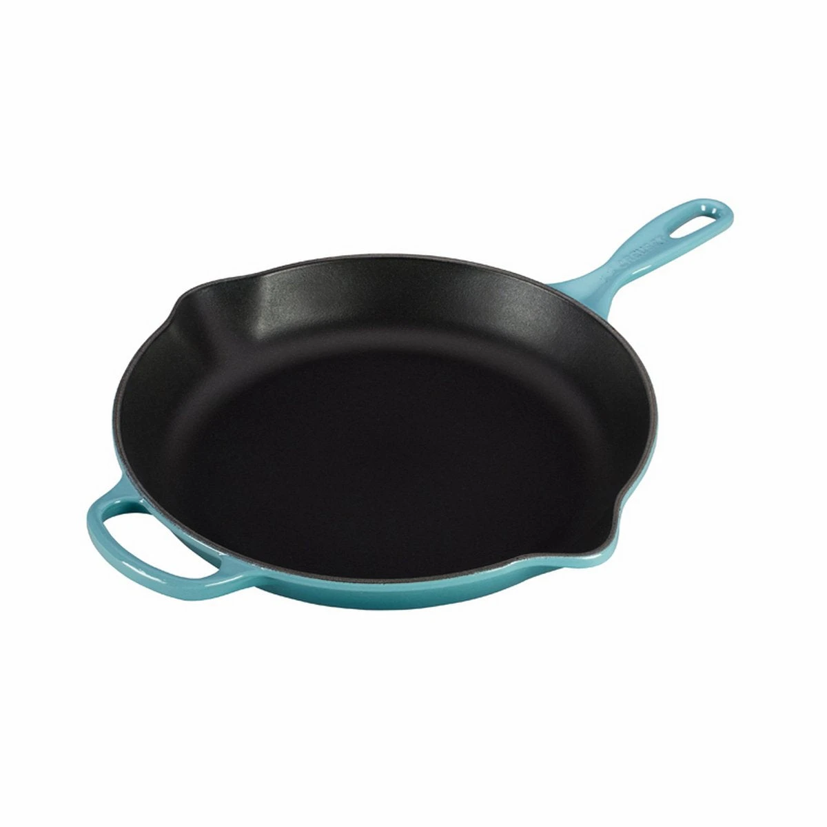 Le Creuset 11 3/4" (2 3/8 Qt.) Signature Cast Iron Handle Skillet - Caribbean 1 Le Creuset 11 3/4" (2 3/8 Qt.) Signature Cast Iron Handle Skillet - Caribbean