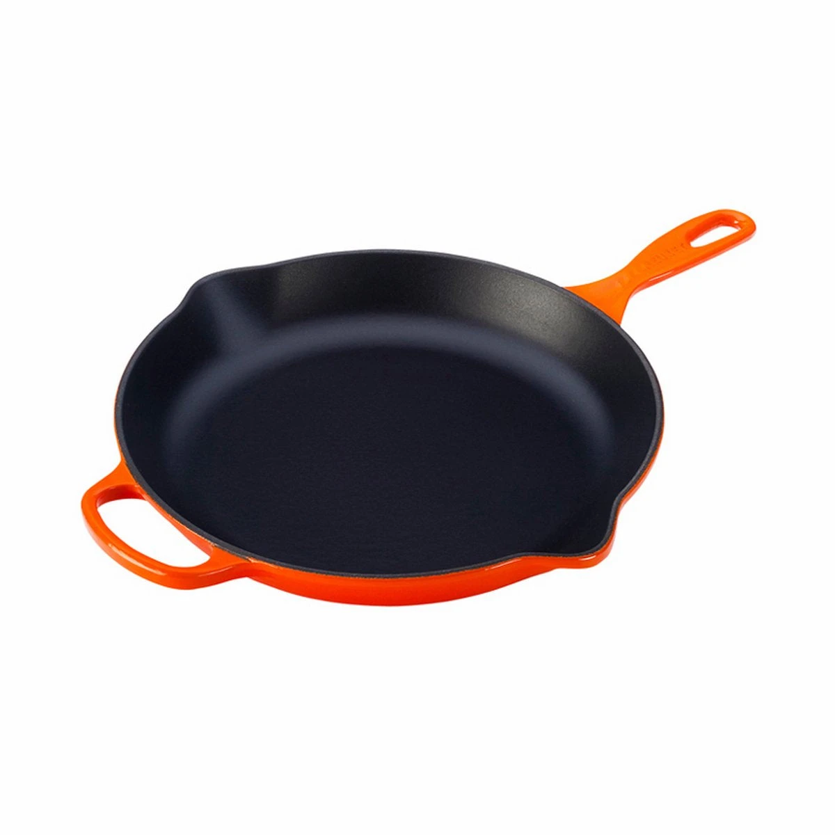Le Creuset 11 3/4" (2 3/8 Qt.) Signature Cast Iron Handle Skillet - Flame 1 Le Creuset 11 3/4" (2 3/8 Qt.) Signature Cast Iron Handle Skillet - Flame