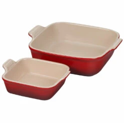 Le Creuset Set Of 2 Heritage Square Dishes - Cerise