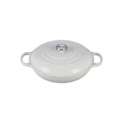 Le Creuset 3 1/2 Qt. Signature Braiser W/Stainless Steel Knob - White- Personalized Engraving Available