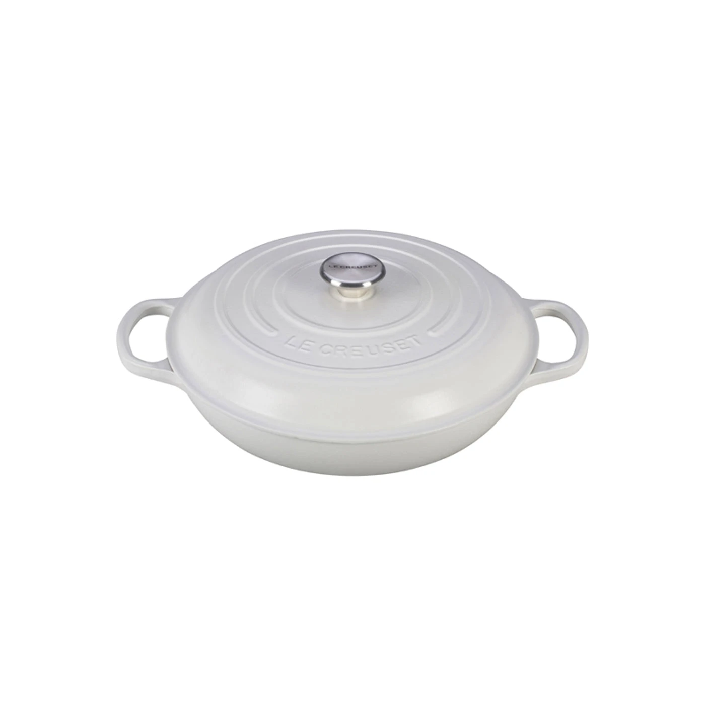 Le Creuset 3 1/2 Qt. Signature Braiser W/Stainless Steel Knob - White- Personalized Engraving Available 1 Le Creuset 3 1/2 Qt. Signature Braiser W/Stainless Steel Knob - White- Personalized Engraving Available