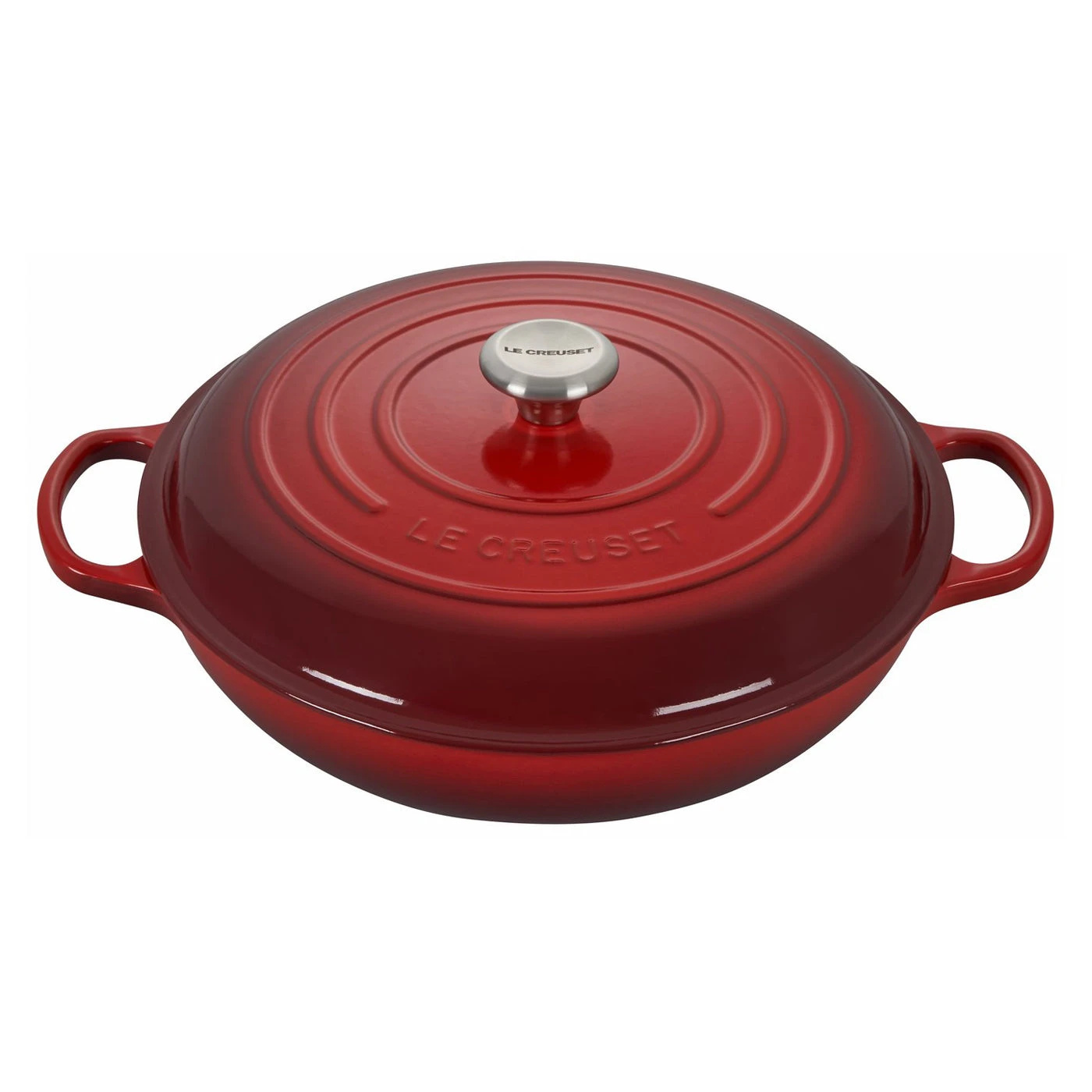 Le Creuset 5 Qt. Signature Braiser W/Stainless Steel Knob - Cerise- Personalized Engraving Available 1 Le Creuset 5 Qt. Signature Braiser W/Stainless Steel Knob - Cerise- Personalized Engraving Available