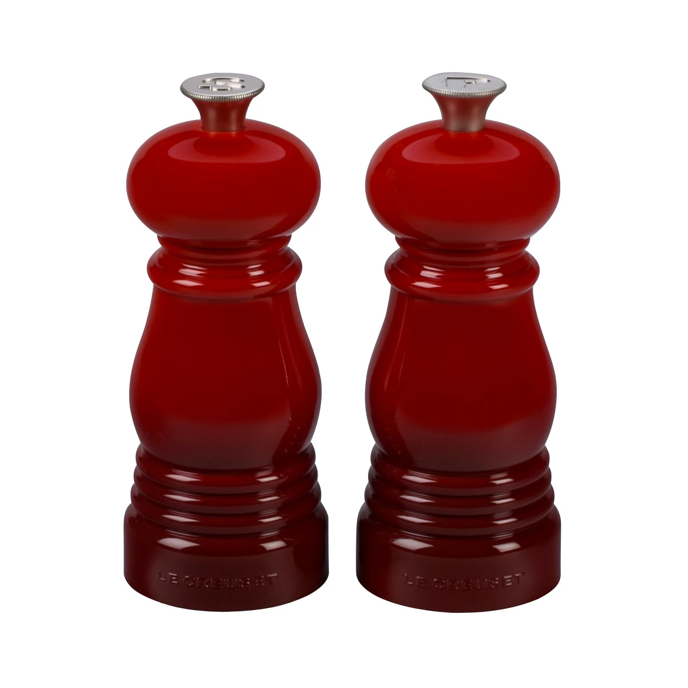Le Creuset 5" X 2" Petite Salt And Pepper Mill Set - Cerise 1 Le Creuset 5" X 2" Petite Salt And Pepper Mill Set - Cerise