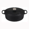 Le Creuset 6 3/4 Qt. Signature Oval Dutch Oven W/Stainless Steel Knob - Licorice- Personalized Engraving Available