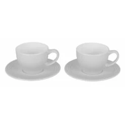 Le Creuset Set Of 2 - 7 Oz. Cappuccino Cups And Saucers - White