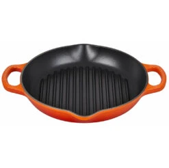 Le Creuset 9 3/4" Signature Deep Round Grill Pan - Flame
