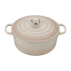 Le Creuset 9 Qt. Signature Round Dutch Oven W/Stainless Steel Knob - Meringue- Personalized Engraving Available
