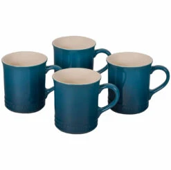 Le Creuset Set Of 4 - 14 Oz. Mugs - Deep Teal