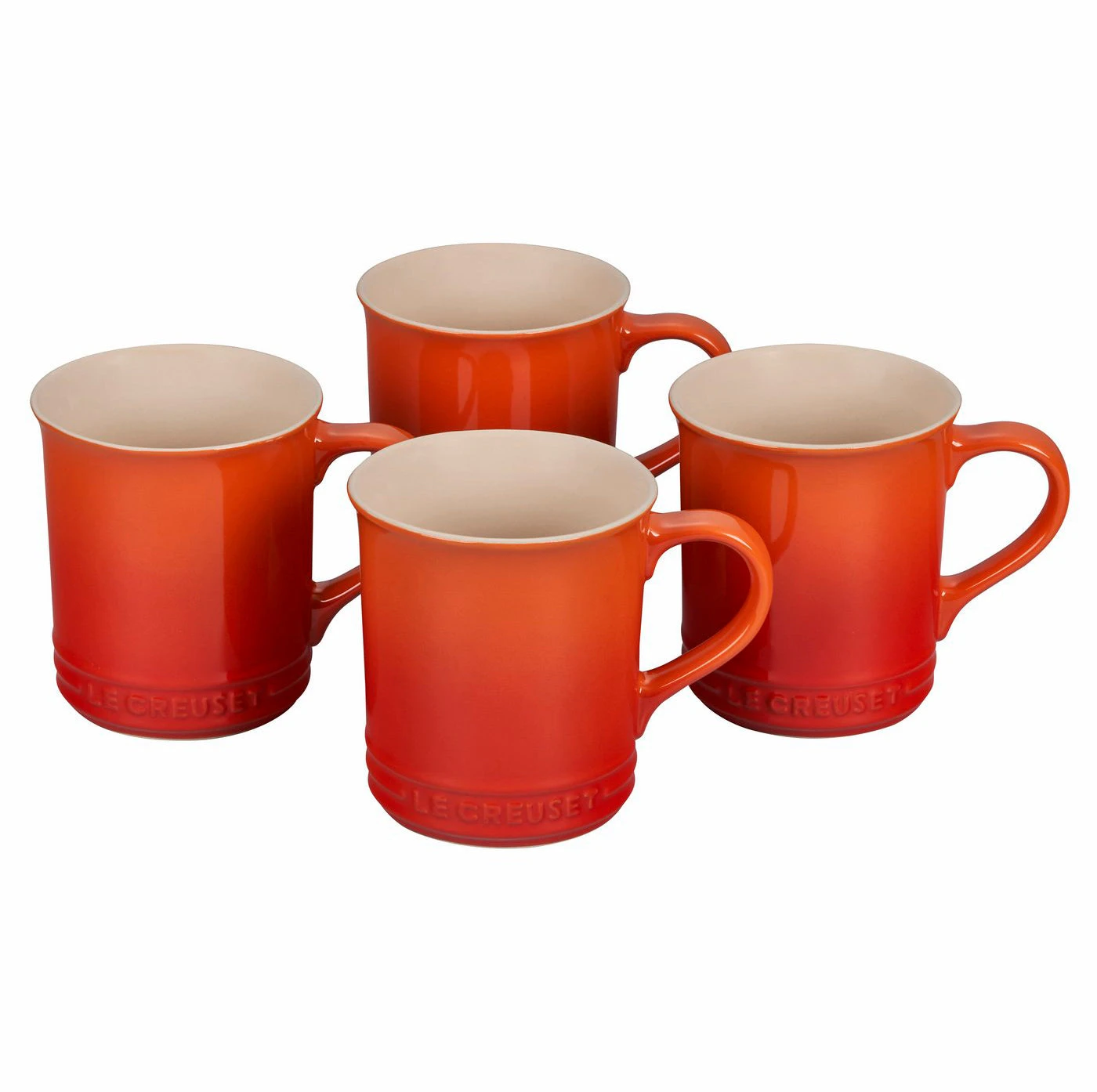 Le Creuset Set Of 4 - 14 Oz. Mugs - Flame 1 Le Creuset Set Of 4 - 14 Oz. Mugs - Flame