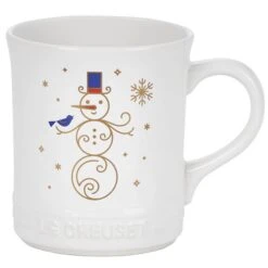 Le Creuset Noel Collection: 14 Oz. Snowman Mug - White W/ Applique