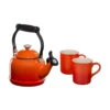 Le Creuset Demi Kettle W/ SS Knob & 2 Mug Set - Flame